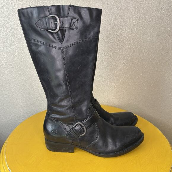 Born Women's Boots Mid-Calf Black Leather Size 8.5 Broken In Leather - Picture 1 of 14